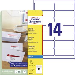 Adresetiketten avery zweckform j8163 99,1x38,1mm wit