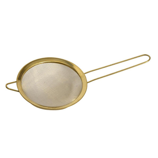 Kitchen tools zeef rvs ø14cm met draadgreep goud