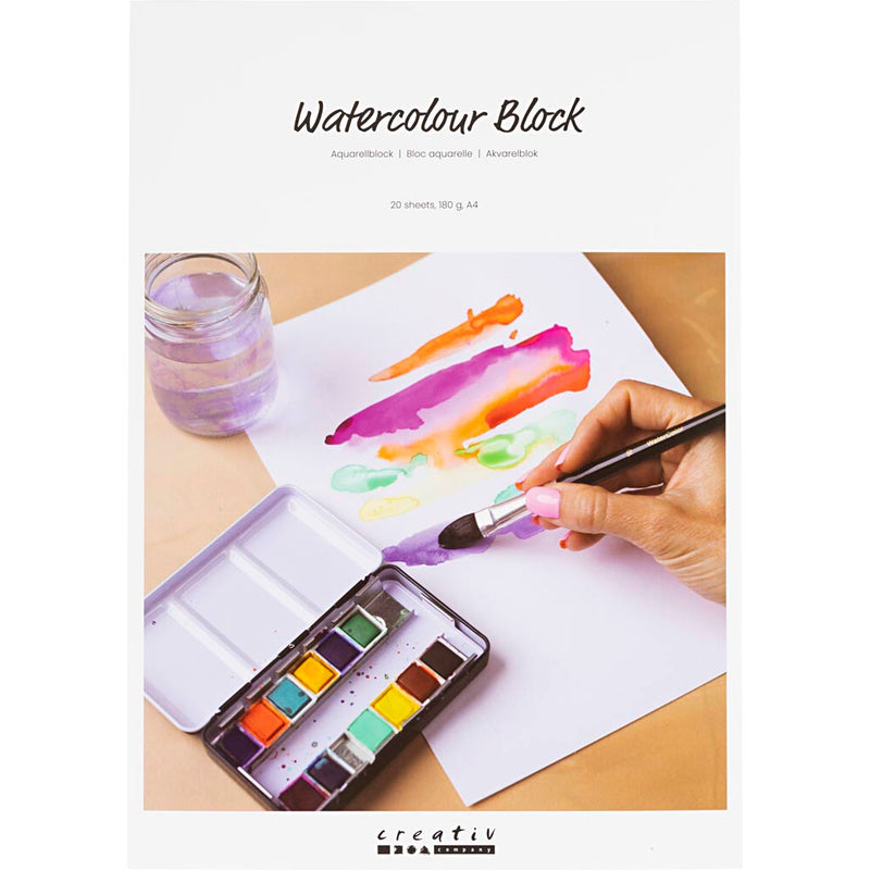 Load image into Gallery viewer, Creativ company aquarelblok, a4, vel 210x297 mm, 180 gr, wit, 20 vel 1 stuk
