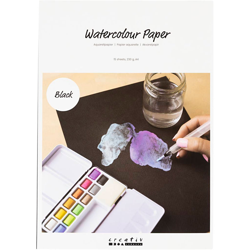 Load image into Gallery viewer, Creativ company aquarelpapier a4 230gr. - zwart 15st.
