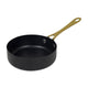 Gourmetten, mini steelpan zwart met gouden greep dia.11x3,5cm