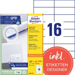 Multifunctionele etiketten avery zweckform universal wit 37 x 105 mm