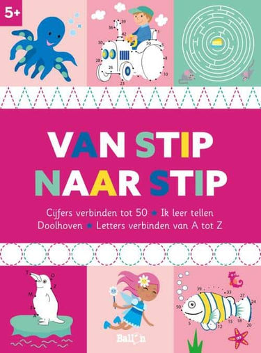 De ballon van stip naar stip - cijfers verbinden tot 50 (5+)