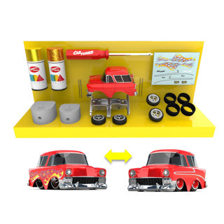 Cartuned 1956 chevy nomad - custom modelauto met rubberen banden - tuned