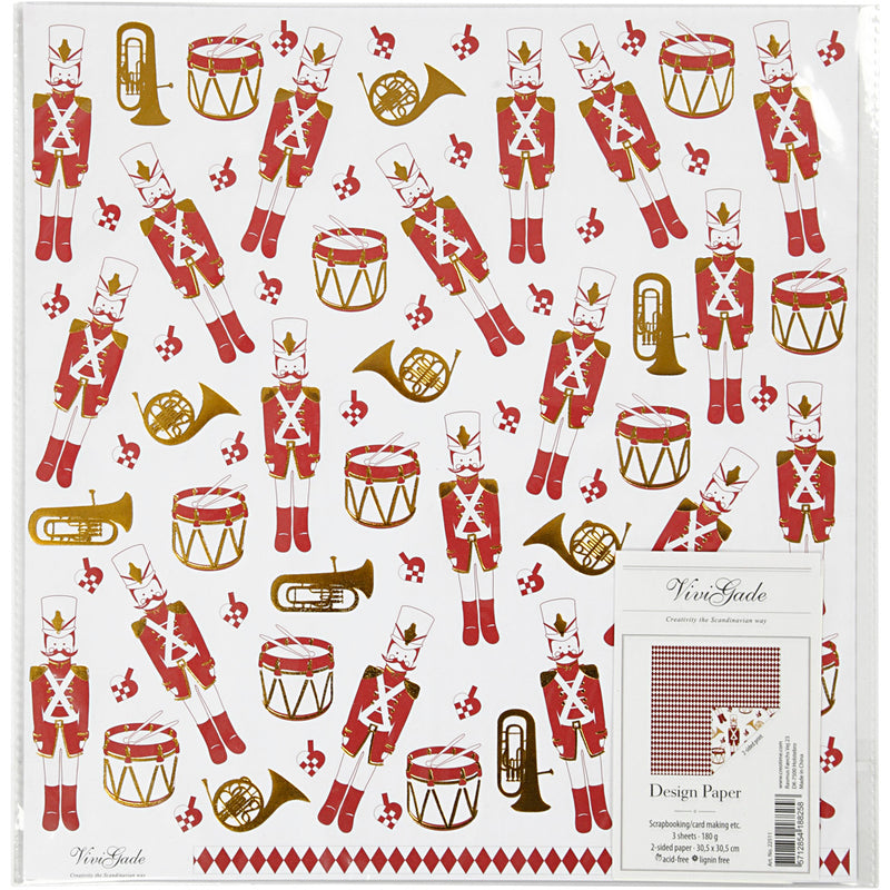 Load image into Gallery viewer, Https: www.cchobby.nl design-papier-notenkraker-180-gr-goud-rood-wit-3-vel-1-doos
