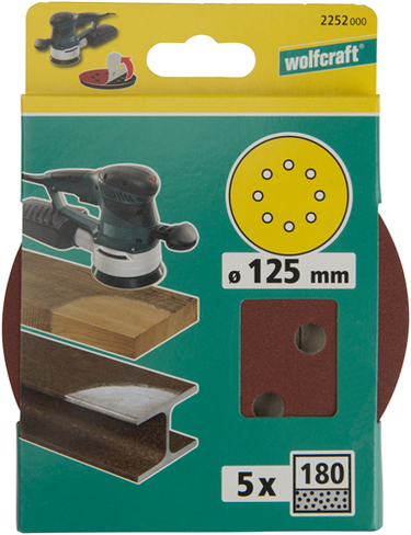 Wolfcraft hechtschuurschijven | k180 | geperforeerd | ø125mm | 5 stuks - 2252000