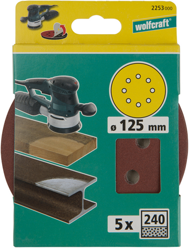 Wolfcraft hechtschuurschijven | k240 | geperforeerd | ø125mm | 5 stuks - 2253000