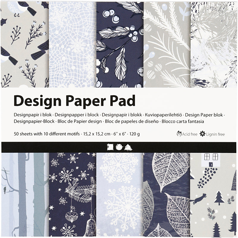Afbeelding laden in galerijviewer, Https: www.cchobby.nl design-papierblok-vel-15-2x15-2-cm-kerst-120-gr-blauw-grijs-50-vel-1-doos
