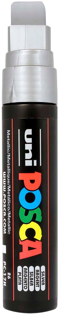 Posca uni verfmarker 17k zilver - blokpunt 15mm