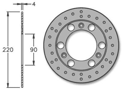 Brake disc IGM Dreby Senda from year. 1997 front brake 220x90x4mm