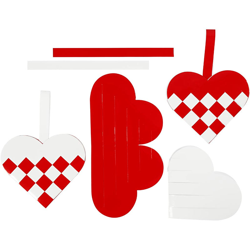 Load image into Gallery viewer, Creativ company gevlochten harten, afm 13,5x12,5 cm, rood, wit, 8 set 1 doos
