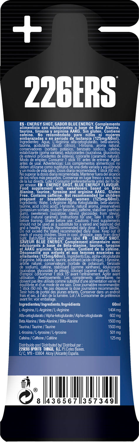 Load image into Gallery viewer, 226ers energy shot mid 125mg caffeine blue energy stick 60ml
