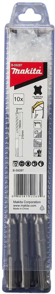 Makita toebehoren - steenborenset sds plus 6x210 mm, 10-dlg b-59287