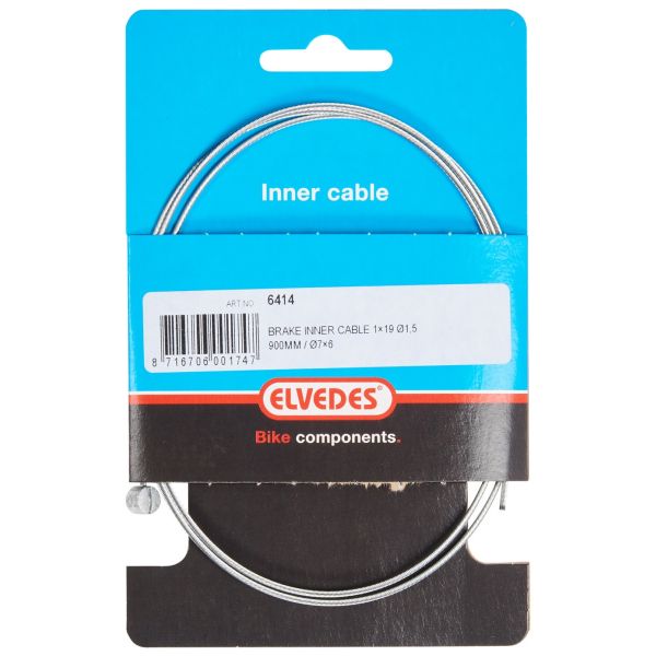 Load image into Gallery viewer, Elvedes rem binnenkabel 900mm 1 ×19 draads verzinkt ø1,5mm met t-nippel ø7 × 6mm
