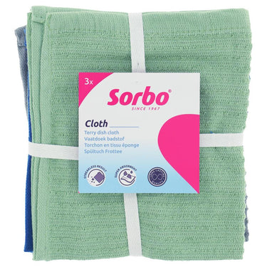 Sorbo badstof vaatdoeken 35x35cm set a 3 stuks