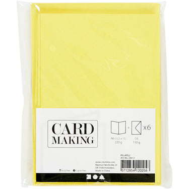 Http: www.cchobby.nl kaarten-en-enveloppen-afmeting-kaart-10-5x15-cm-afmeting-envelop-11-5x16-5-cm-110-220-gr-geel-6-set-1-doos