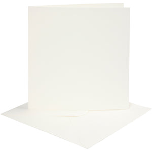 Kaarten en enveloppen, afmeting kaart 15,2x15,2 cm, afmeting envelop 16x16 cm, 220 gr, off-white, 4 set 1 doos