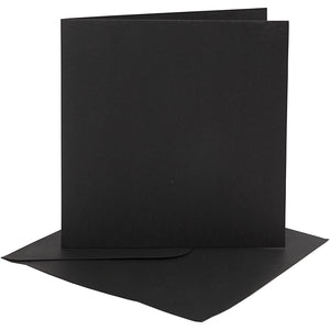 Kaarten en enveloppen, afmeting kaart 15,2x15,2 cm, afmeting envelop 16x16 cm, 230 gr, zwart, 4 set 1 doos