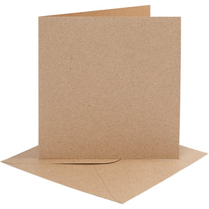 Kaarten en enveloppen, afmeting kaart 15,2x15,2 cm, afmeting envelop 16x16 cm, 230 gr, naturel, 4 set 1 doos