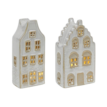Svenska living led grachthuis steen 8,5x4,6x15cm of 6,8cmx4,3x15cm 2assorti