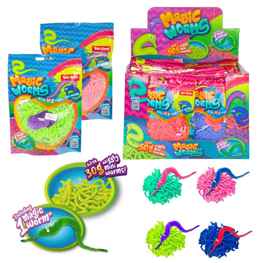 Toi-toys magische worm 15cm met mini wormpjes 30gr