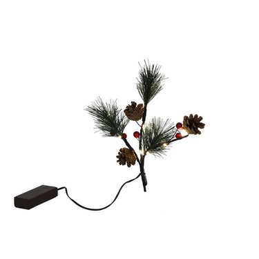 Svenska living tak 'red berry, pineleaf' 10led 20cm exclusief 2xaa batterij