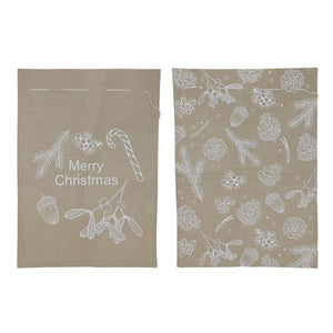 Svenska living geschenkzak kerst jute look witte print 50x70cm