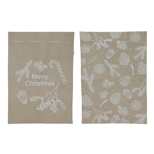 Svenska living geschenkzak kerst jute look witte print 50x70cm