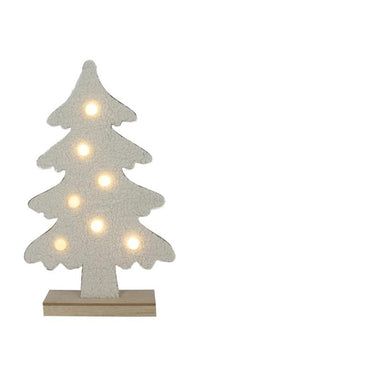 Svenska living kerstboom terry vilt 7xled bolletjes creme h45xb27cm, 2xaaa excl
