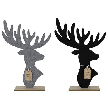 Svenska living hertenkop vilt met hout 40x7xh58cm zwart of grijs