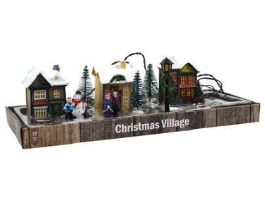Svenska living kerstdorp poly met verlichting en muziek 10-delig (excl.2xaa batterij)
