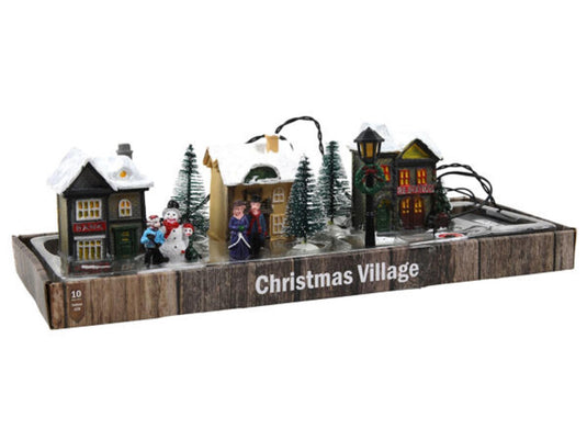 Svenska living kerstdorp poly met verlichting 10-delig