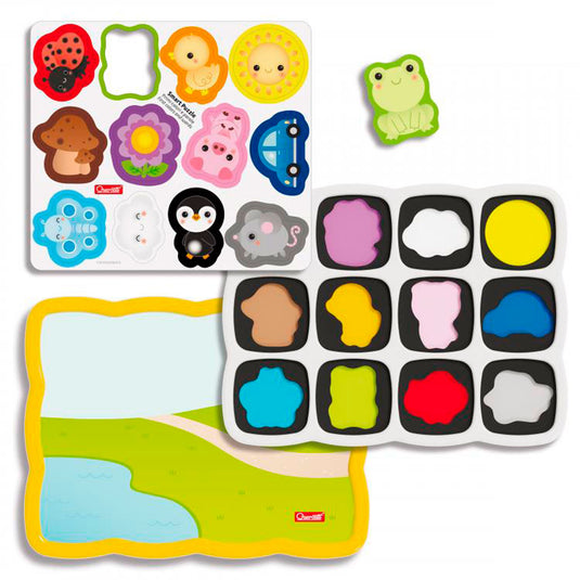 Quercetti vormenpuzzel kleuren en woorden junior 12 stukjes