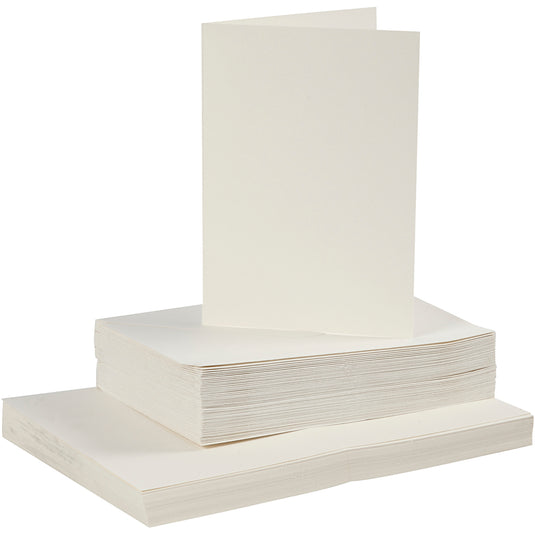 Creativ company kaarten en enveloppen, afmeting kaart 10,5x15 cm, afmeting envelop 11,5x16,5 cm, 110+220 gr, off-white, 50 set 1 doos
