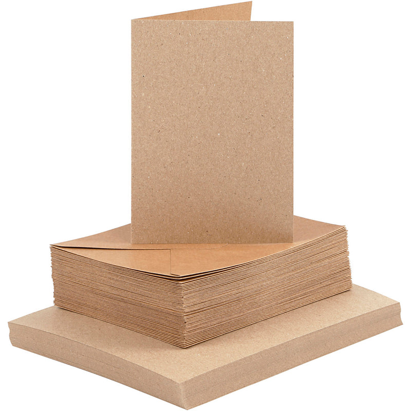 Load image into Gallery viewer, Creativ company kaarten en enveloppen, afmeting kaart 10,5x15 cm, afmeting envelop 11,5x16,5 cm, 120+240 gr, naturel, 50 set 1 doos
