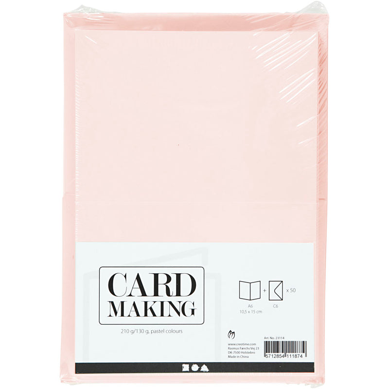 Load image into Gallery viewer, Creativ company kaarten en enveloppen, afmeting kaart 10,5x15 cm, afmeting envelop 11,5x16,5 cm, 110+220 gr, pastelkleuren, 50 set 1 doos
