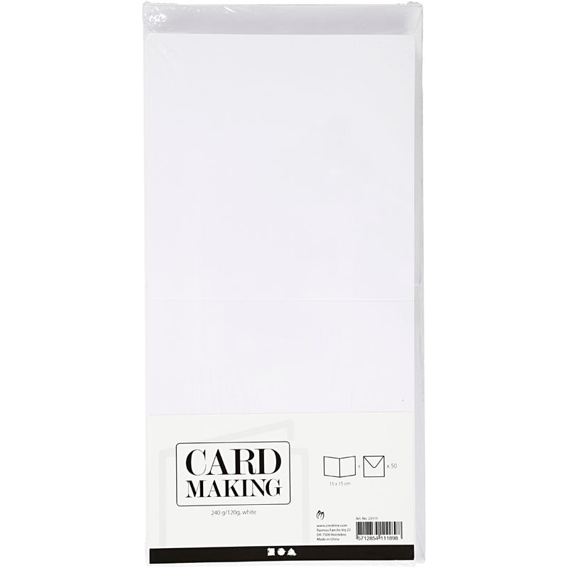 Load image into Gallery viewer, Creativ company https: www.cchobby.nl kaarten-en-enveloppen-afmeting-kaart-15x15-cm-afmeting-envelop-16x16-cm-120-240-gr-wit-50-set-1-doos
