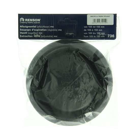 Renson 1068945 - inbouw afzuigventiel pvc 736 (dia 125) str 9005 (zwart) | 2 stuks