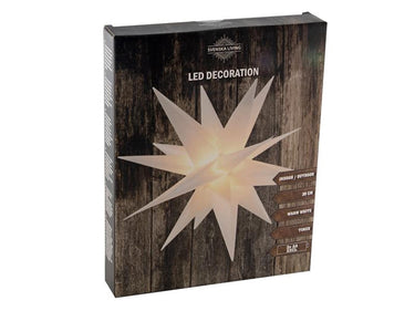 Svenska living ster 3d van kunststof 35cm wit met 4xled warm wit en timer werkt op 3xaa (excl) batterijen