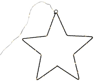 Svenska living ster metaal zwart 40cm 50lamps warmled ip44 b o met timer 3xaa met verlichte ophangkabel
