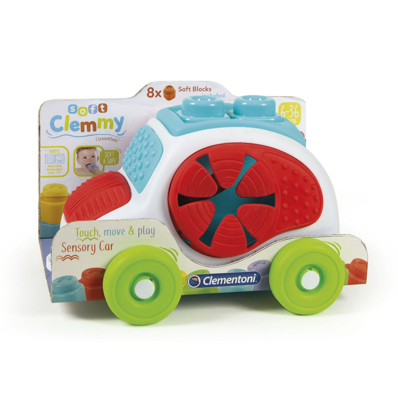 Load image into Gallery viewer, Clementoni soft clemmy - sensory car - stapelblokken - baby blokken - 8 speelblokken met vormendoos auto - 6-36 maanden
