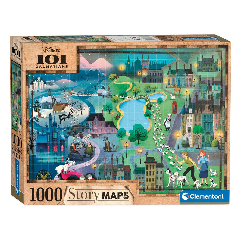 Load image into Gallery viewer, Clementoni wereldkaart puzzel 101 dalmatiers, 1000st.

