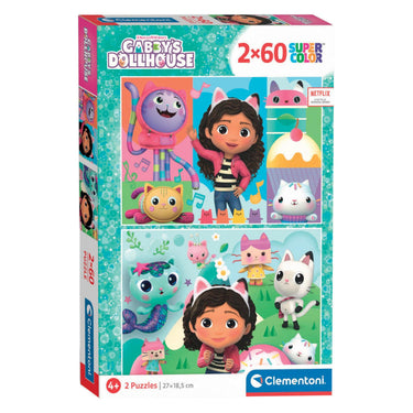 Clementoni puzzel gabby's poppenhuis, 2x60st.