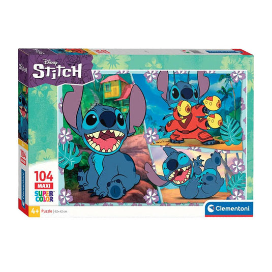 Clementoni legpuzzel super color maxi disney stitch, 104st.