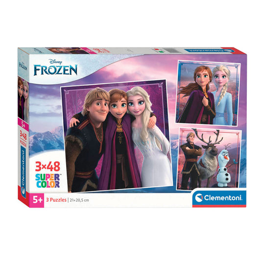 Clementoni legpuzzel super color vierkant disney frozen, 3x48st.