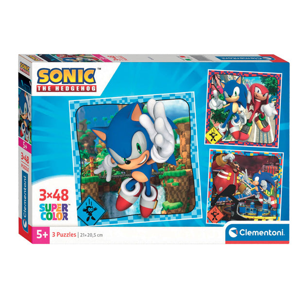 Load image into Gallery viewer, Clementoni legpuzzel super color vierkant sonic, 3x48st.
