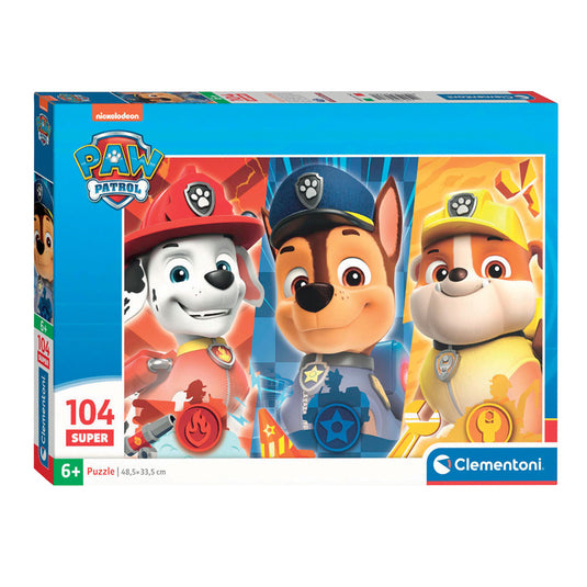 Clementoni legpuzzel super color paw patrol close up, 104st.