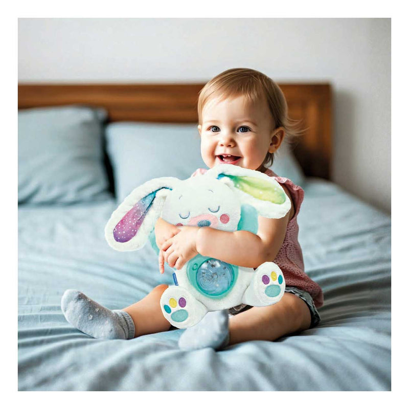 Load image into Gallery viewer, Clementoni knuffel met noorderlicht projector - slaapknuffel baby white noise - nachtlampje, slaaphulp en slaaptrainer - kraamcadeau jongen en meisje
