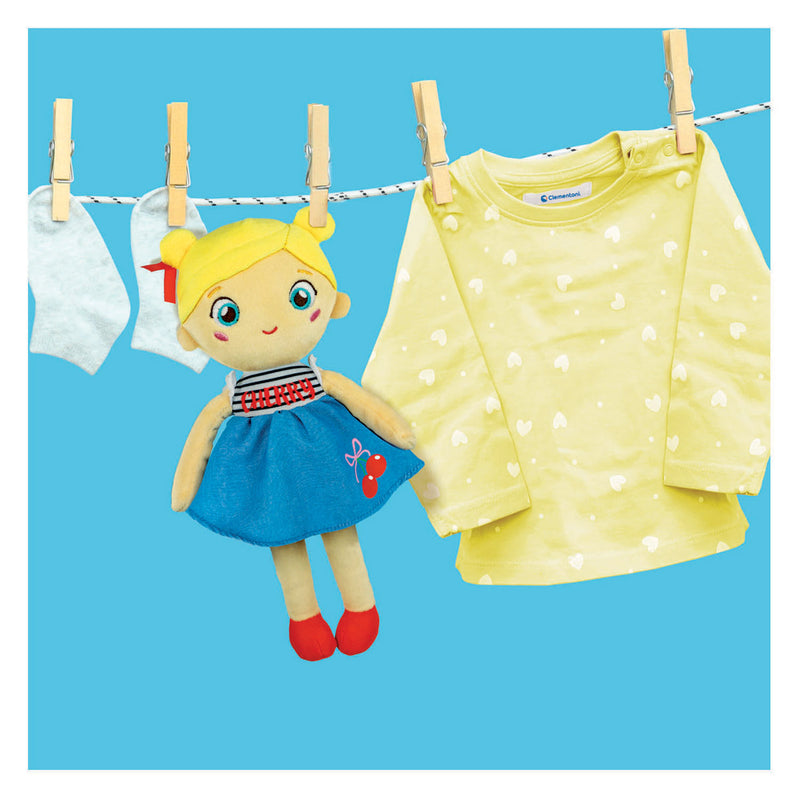Load image into Gallery viewer, Clementoni zachte knuffelpop cherry terry - knuffel en pop voor baby en peuter - zacht kraamcadeau - wasbaar poppen speelgoed voor de allerkleinsten
