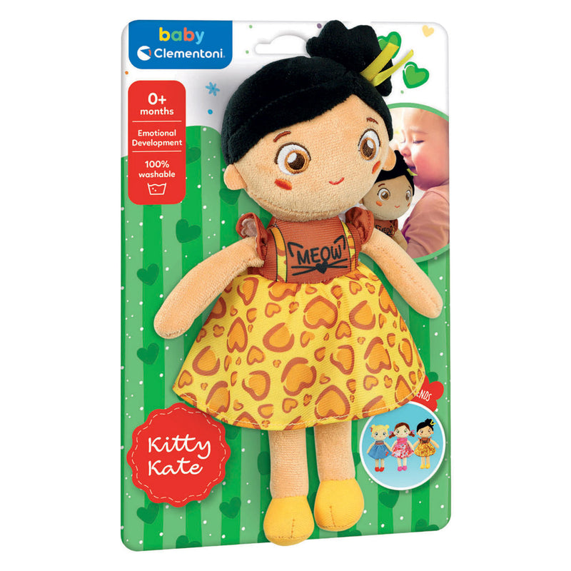 Load image into Gallery viewer, Clementoni zachte knuffelpop kitty kate - knuffel en pop voor baby en peuter - zacht kraamcadeau - wasbaar poppen speelgoed voor de allerkleinsten
